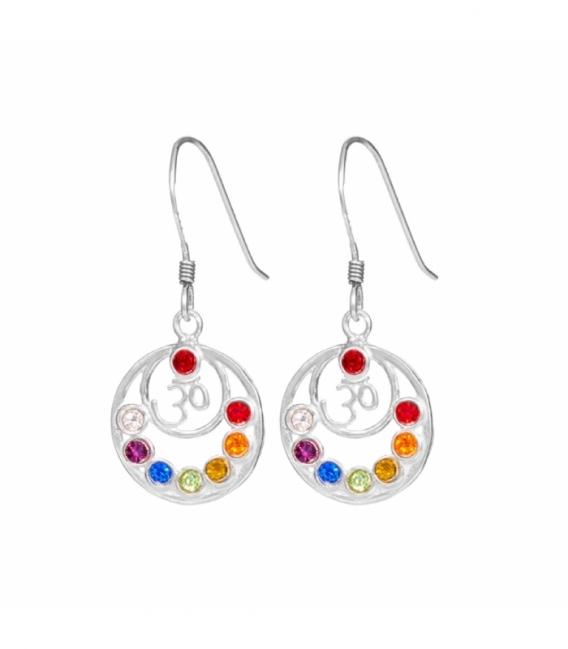 Boucle d'Oreille Argent Om Chakras Ø14mm Prix Paire