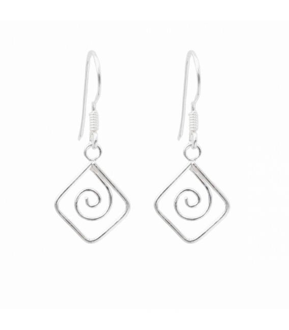 Pendiente Plata Cuadrado Espiral Precio Par