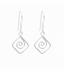 Pendiente Plata Cuadrado Espiral Precio Par