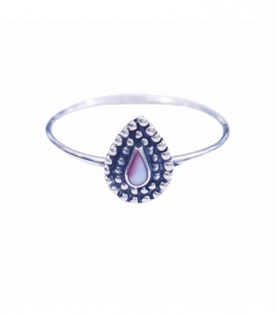 Anillo Plata Gota Nacar Rosa