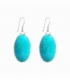 Boucle d'oreille Argent Ovale Turquoise 34mm Prix Paire