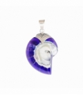 Pendentif Argent Coquillage Nautilus Violet 33mm