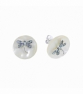 Boucle d'Oreille Argent Libellule Nacre Ø16mm Prix Paire