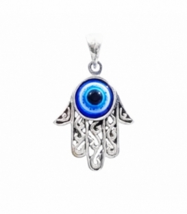 Colgante Plata Mano Fatima con Ojo 24mm