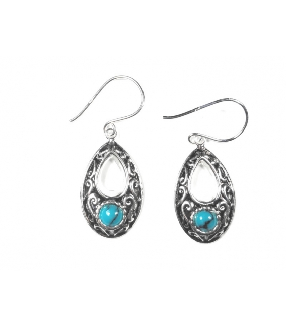 Boucles d'oreilles Argent Pierre 20mm. Prix Paire