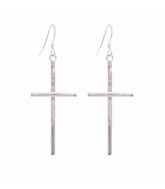 Boucles d'oreilles Argent Croix 44mm Prix Paire