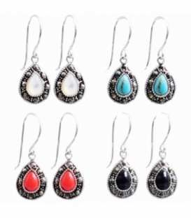 Boucles d'oreilles Argent Goutte Email Prix Paire