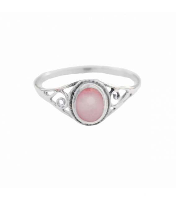 Bague Argent Nacre Rose