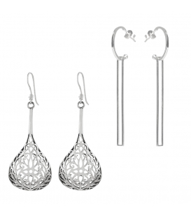 Boucles d'oreille Dessin, Argent Vielli 